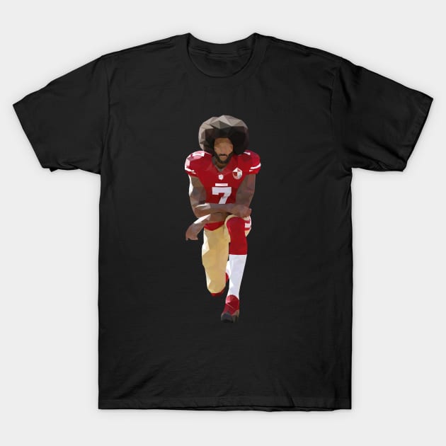 Colin Kaepernick Kneeling Low Poly T-Shirt by rattraptees